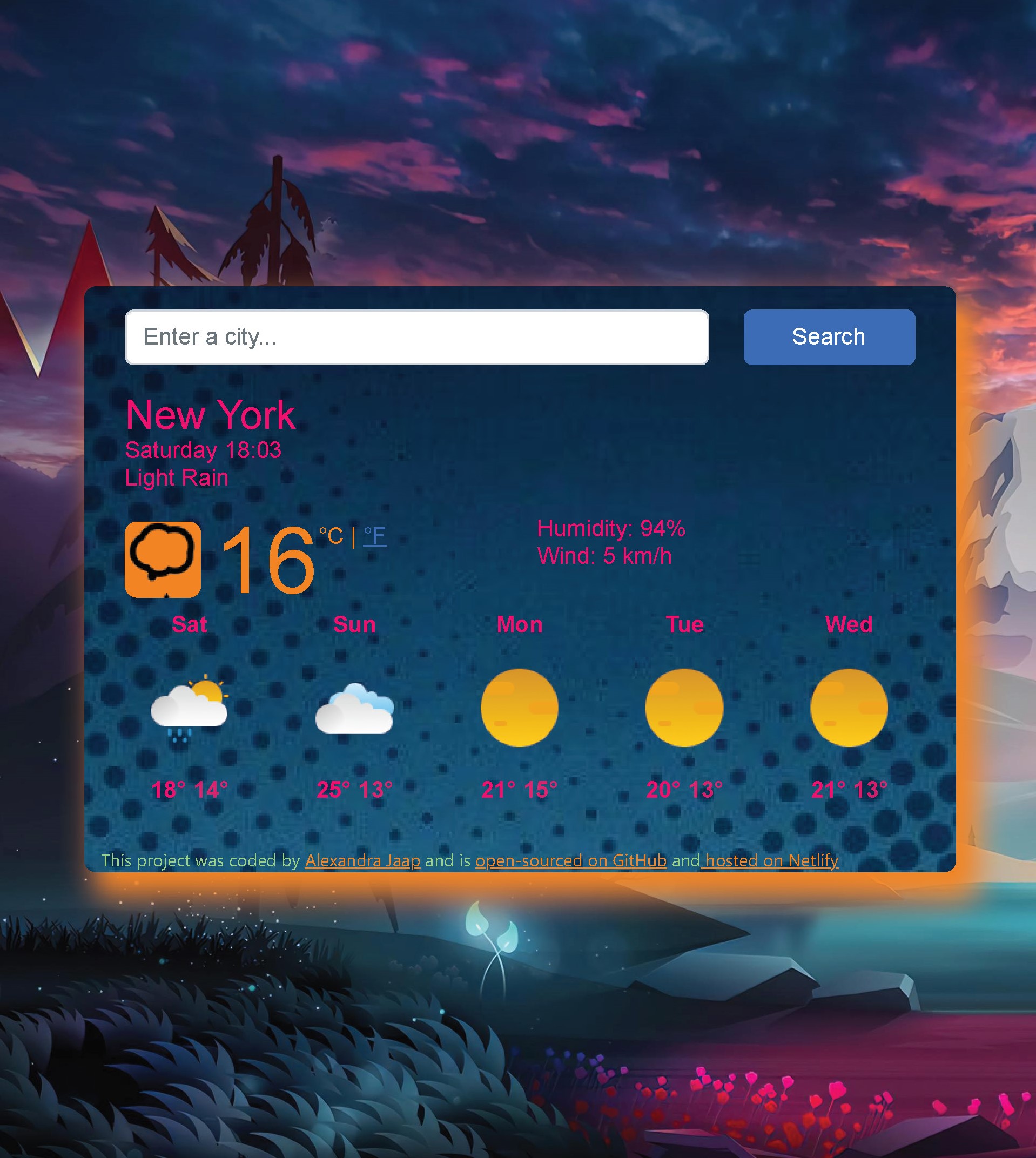 React Weather App preview